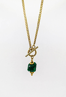 Náhrdelníky - Retiazkový náhrdelník so zambijským smaragdom - 16514974_
