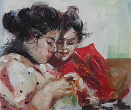 Obrazy - Sestry - Impresionistická olejomalba - 16515530_