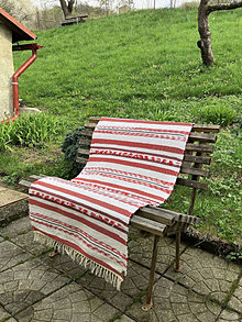 Úžitkový textil - Červeno-biely pruhovaný koberec - 16517645_