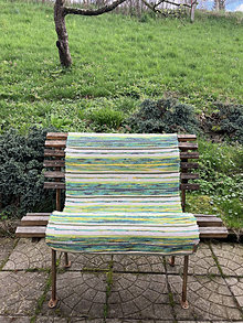 Úžitkový textil - Žlto-zelený pruhovaný koberec - 16517756_