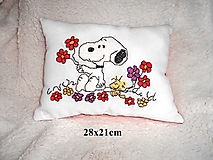 Úžitkový textil - vankúšik psík a kvetinky - 16518505_