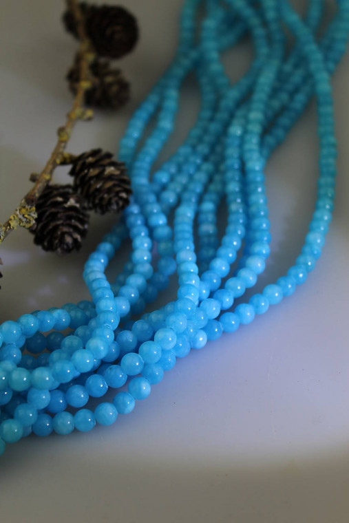 Minerály - tyrkysový jadeit 6mm korálky-celá šnúra Výpredaj - 16519200_