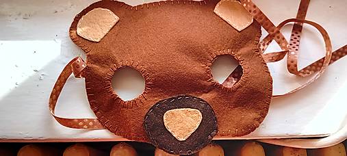 Detské doplnky - Karnevalová maska z filcu (Medveď) - 16518399_