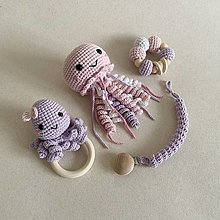 Hračky - Morský set s medúzou a chobotnicou / ružovo-fialový (4 hračky) - 16518372_