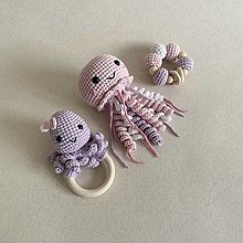 Hračky - Morský set s medúzou a chobotnicou / ružovo-fialový (3 hračky) - 16518373_
