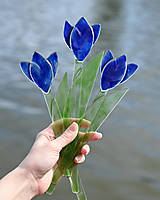 Dekorácie - Modrý sklenený tulipán - 16517253_