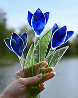 Dekorácie - Modrý sklenený tulipán - 16517254_