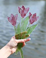 Dekorácie - Ružový sklenený tulipán - 16517259_