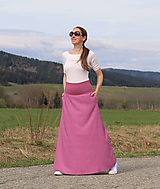 Sukne - Dlhá ľanová ružovofialová sukňa - 16516882_