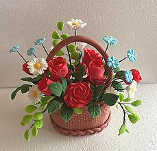 Iné doplnky - Košík s kvetmi na tortu. - 16518979_
