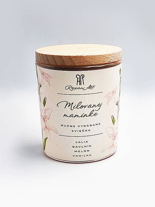 Sviečky - Milovanej maminke - sójová sviečka v skle s dreveným viečkom, 205 ml - 16517337_