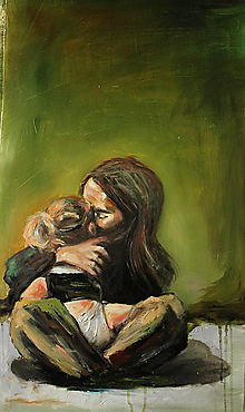 Obrazy - Matka s dcerou, olejomalba - 16519327_