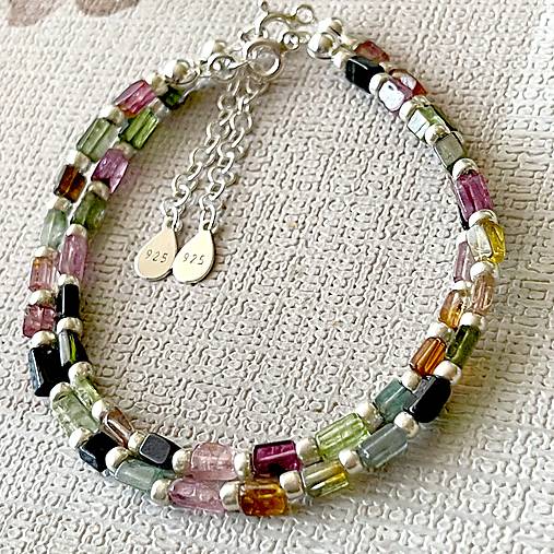 Multicolor Tourmaline Bracelet AG925 / Náramok farebný turmalín AG925 E030