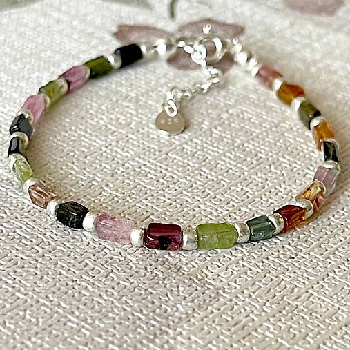 Multicolor Tourmaline Bracelet AG925 / Náramok farebný turmalín AG925 E030