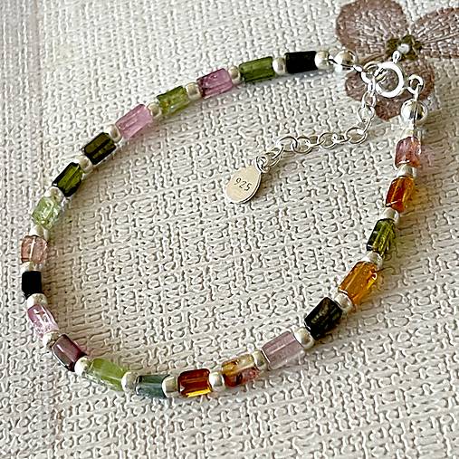 Multicolor Tourmaline Bracelet AG925 / Náramok farebný turmalín AG925 E030