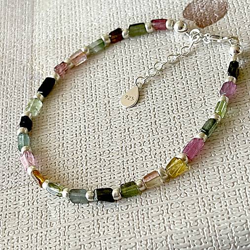 Multicolor Tourmaline Bracelet AG925 / Náramok farebný turmalín AG925 E030