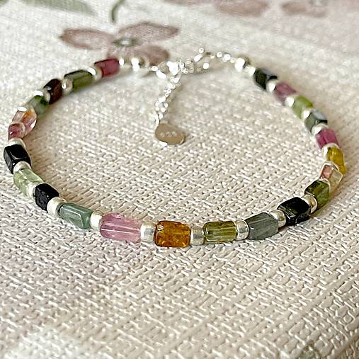 Multicolor Tourmaline Bracelet AG925 / Náramok farebný turmalín AG925 E030