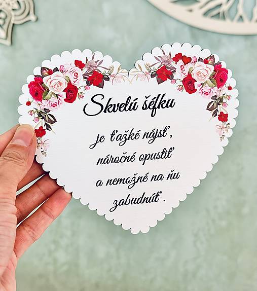 Dekorácie - Srdce pre šéfku - 16520607_