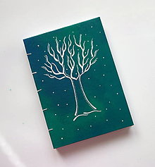 Papiernictvo - Kreslený zápisník Strom zeleno- modrý A5 - 16521011_