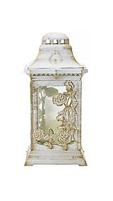 Iný materiál - Kahanec na hrob s ružou, zdobený, bielo zlatý - 16521605_