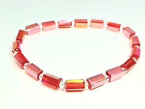 Náramky - Minimalistický náramok z krištáľových korálok červeno perleťový - 16520721_