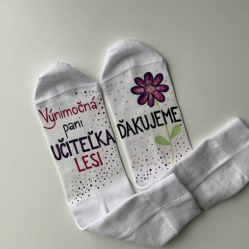 Maľované ponožky pre naj PANI UČITEĽKU dofialova