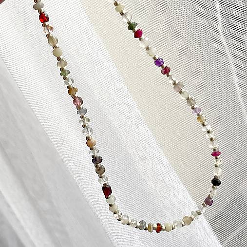 Mix Gemstones Necklace AG925 / Náhrdelník mix minerálov rondelky, AG925 E030