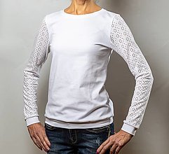 Topy, tričká, tielka - Mikinotričko biele s madeirou - 16525285_
