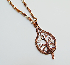 Náhrdelníky - Drôtený náhrdelník Stromolist - 16522636_