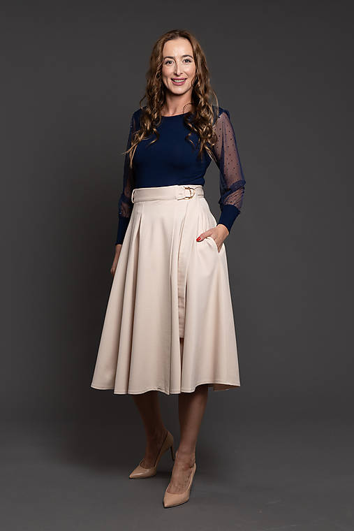 Sukne - Zavinovacia sukňa bežová Alica - 16525133_