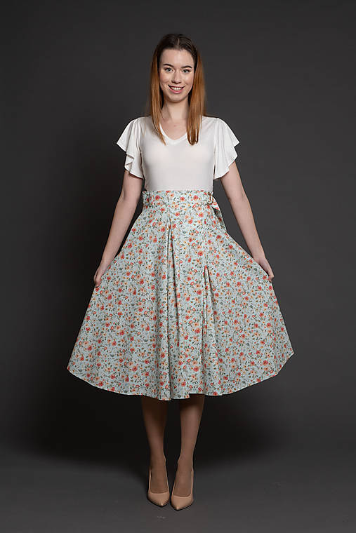 Sukne - Zavinovacia sukňa kvetinová modrá Alica - 16525163_