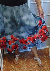 Sukne - Půlkolová sukně - vlčí máky, velikost M/L - POSLEDNÍ KUS! - 16525333_