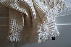 Úžitkový textil - Vaflová deka so strapcami /osuška natural - 16523037_