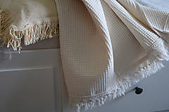 Úžitkový textil - Vaflová deka so strapcami /osuška natural - 16523038_