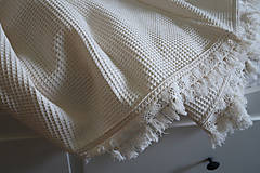 Úžitkový textil - Vaflová deka so strapcami /osuška natural - 16523041_