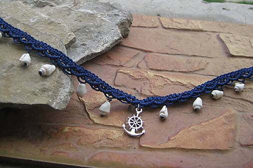 Náhrdelníky - Náhrdelník choker tmavomodrý Morský vánok č. 3956 - 16523521_