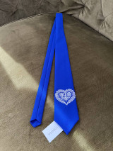 Pánske doplnky - Vyšívaná kravata- modrá - 16523874_