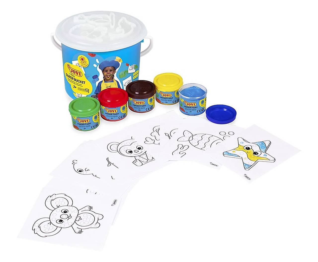 JOVI prstové farby v kýbliku, 5x35 ml + 20 šablón
