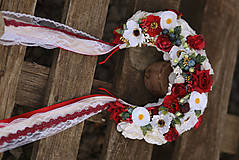 Ozdoby do vlasov - Folklórna svadobná kvetinová parta - 16527552_