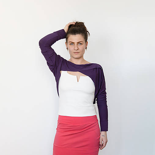 Svetre a kardigány - Fialové symetrické bolero - 16526413_