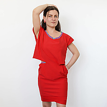 Šaty - Červené šaty s bočným výstrihom - 16526421_