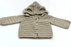 Detské oblečenie - Béžový svetrík macko MERINO/BAVLNA - 16526657_