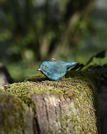 Dekorácie - Vtáčik tyrkysovej farby (sýkorka) - 16527109_