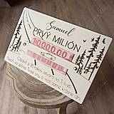 Papiernictvo - Drevená tabuľa na peniaze "Môj prvý milión" - 16525490_