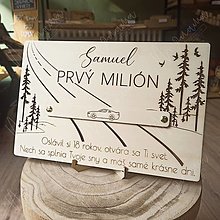 Papiernictvo - Drevená tabuľa na peniaze "Môj prvý milión" - 16525489_
