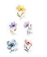 Grafika - Akvarelové kvety (č.111-115) - 16525772_
