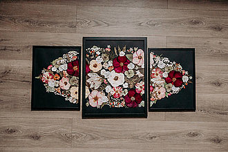 Obrazy - Tridielné obrázok lisovaného kvetu - 16526580_