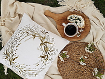 Úžitkový textil - Vankúš veniec tráv biely ľan - 16528242_