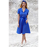 Šaty - Colette - retro košeľové šaty, modré - 16529504_