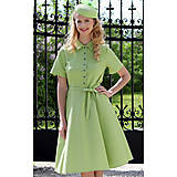 Šaty - Leona - ľanové košeľové šaty, zelené - 16529673_